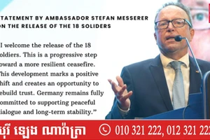 Thông điệp của Đại sứ Cộng hòa Liên bang Đức tại Vương quốc Campuchia Stefan Messerer. (Ảnh: Fresh News)