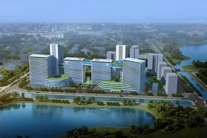 Phối cảnh Khu phức hợp y tế - Chăm sóc sức khỏe người cao tuổi - Đại học Y Hà Nội. Ảnh: Handico