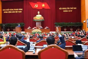 Toàn cảnh phiên bế mạc Hội nghị lần thứ hai Ban Chấp hành Trung ương Đảng Cộng sản Việt Nam khóa XIV. (Ảnh: ĐĂNG KHOA)