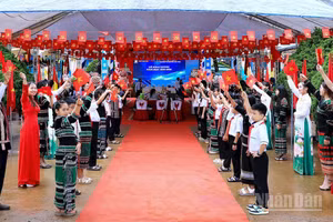 Không khí đón chào năm học mới tại Trường tiểu học Nguyễn Văn Trỗi, xã biên giới Thuận An, tỉnh Lâm Đồng. (Ảnh: LÊ PHƯỚC)