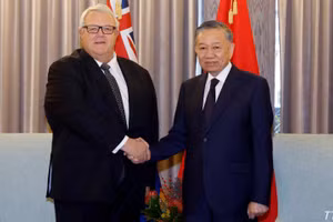 Tổng Bí thư, Chủ tịch nước Tô Lâm hội kiến Chủ tịch Quốc hội New Zealand Gerry Brownlee. (Ảnh: Thống Nhất/TTXVN)