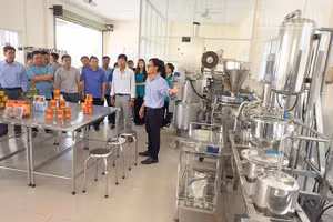 Đại biểu tham quan khu vực chế biến các sản phẩm nông nghiệp. 