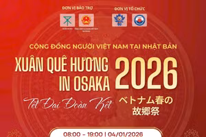 Chương trình “Xuân Quê hương - Tết đại đoàn kết Osaka 2026” sẽ được tổ chức vào ngày 4/1/2026 tại Công viên Ikuno, thành phố Osaka, Nhật Bản.
