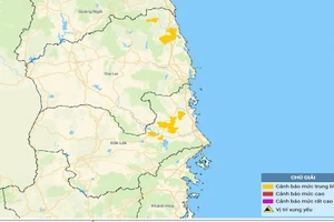 Bản đồ nguy cơ lũ quét, sạt lở đất đá trên các khu vực.