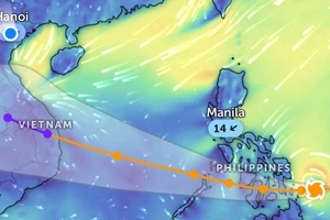 Vị trí bão Kalmaegi lúc 14 giờ 20 phút ngày 3/11. (Ảnh: Zoom Earth)