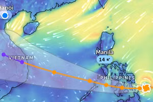 Vị trí bão Kalmaegi lúc 14 giờ 20 phút ngày 3/11. (Ảnh: Zoom Earth)
