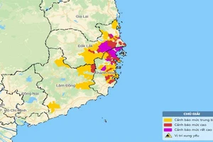 Bản đồ nguy cơ lũ quét, sạt lở đất đá trên các khu vực.