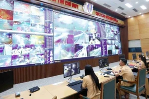 Hệ thống giám sát tại Trung tâm thông tin chỉ huy cảnh sát giao thông. (Ảnh: PV)