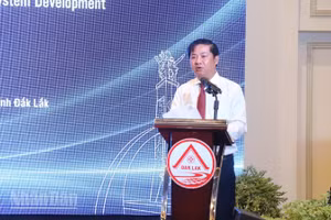 Bí thư Tỉnh ủy Đắk Lắk Lương Nguyễn Minh Triết phát biểu tại hội thảo.