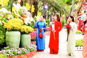 Du khách tham quan đường hoa Nguyễn Văn Trị dịp Tết Nguyên đán Bính Ngọ năm 2026.