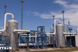 Cơ sở dự trữ khí đốt tự nhiên tại Zsana, Hungary. (Ảnh: THX/TTXVN)