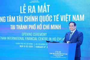 Thủ tướng Chính phủ Phạm Minh Chính phát biểu tại Lễ ra mắt Trung tâm Tài chính quốc tế Việt Nam tại Thành phố Hồ Chí Minh.