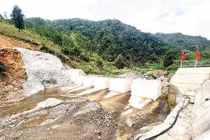 Công trình đập Sabo đầu tiên của Việt Nam tại bản Piệng, tỉnh Sơn La. Ảnh: Bình Minh