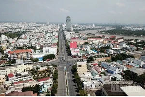 Một góc thành phố Cần Thơ nhìn từ trên cao.