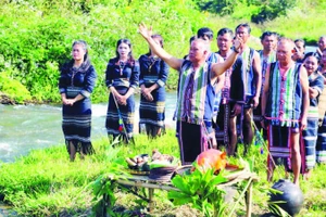 Nghi lễ cúng bến nước của người Mnông ở xã Đam Rông 4, tỉnh Lâm Đồng.