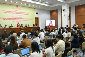 Quang cảnh họp báo công bố Nghị quyết của Hội đồng Bầu cử quốc gia về kết quả bầu cử và danh sách những người trúng cử đại biểu Quốc hội khóa XVI, ngày 21/3/2026. (Ảnh: DUY LINH)