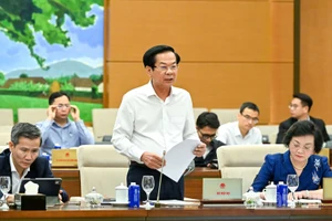 Bộ trưởng Nội vụ Đỗ Thanh Bình trình bày Tờ trình dự án Luật. (Ảnh: DUY LINH)