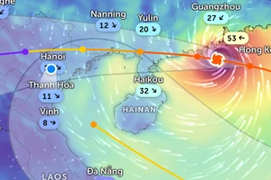 Vị trí bão số 9 lúc 8 giờ 30 phút sáng 24/9. (Ảnh: Zoom Earth)