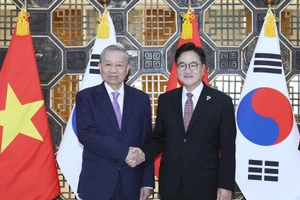 Tổng Bí thư Tô Lâm hội kiến Chủ tịch Quốc hội Hàn Quốc Woo Won Sik. (Ảnh: THỐNG NHẤT/TTXVN)