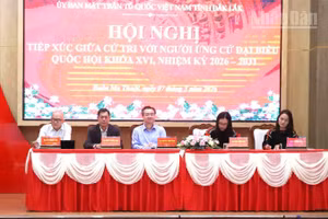 Các ứng cử viên đại biểu Quốc hội khóa XVI, nhiệm kỳ 2026-2031 tỉnh Đắk Lắk tại buổi tiếp xúc cử tri.