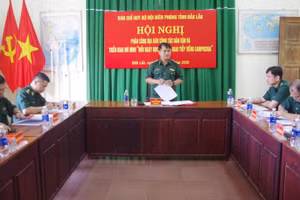 Đại tá Rơ Lan Ngân phát biểu chỉ đạo tại hội nghị.