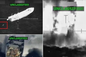 Một chiếc thuyền được cho là do các băng đảng ma túy điều hành ở phía Đông Thái Bình Dương sau khi bị trúng đòn không kích của Mỹ. (Nguồn: White House)