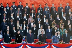 Tổng Bí thư Tô Lâm và Phu nhân cùng các đại biểu dự Lễ kỷ niệm 50 năm Quốc khánh Lào và 105 năm Ngày sinh Chủ tịch Kaysone Phomvihane. Ảnh: TTXVN