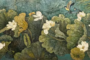 Đỗ Đức Khải, Vào hạ, sơn mài, 90x180cm, 2024.