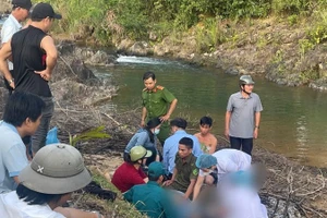 Hiện trường nơi hai học sinh đuối nước thương tâm.