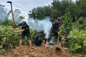 Khu vực đang được khai quật, tìm kiếm.