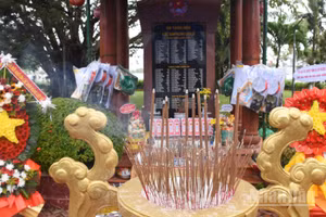 Đình Nại Nam - nơi có bia tưởng niệm các anh hùng liệt sĩ hy sinh qua các thời kỳ của phường Hòa Cường. Đây cũng là nơi khắc tên 10 người con của vùng đất Đà Nẵng anh dũng hy sinh trong trận hải chiến Gạc Ma ở Trường Sa năm 1988. (Ảnh: ANH ĐÀO)