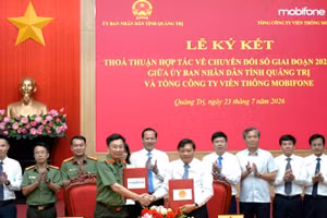 Lãnh đạo Ủy ban nhân dân tỉnh Quảng Trị và Tổng Công ty Viễn thông MobiFone ký kết thỏa thuận hợp tác về chuyển đổi số giai đoạn 2026-2030.