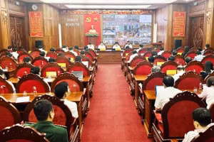 Quang cảnh hội nghị tại trụ sở Tỉnh ủy Quảng Trị ở phường Đồng Hới.