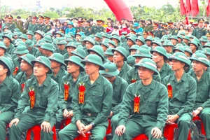 Chiến sĩ mới của tỉnh Quảng Trị trong ngày nhập ngũ.