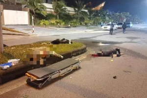 Hiện trường vụ việc khiến 3 thanh niên trẻ chết trên đường ở Bảo Ninh, phường Đồng Hới.