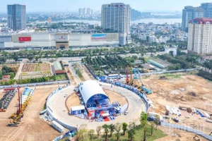 Quang cảnh khởi công dự án chụp từ trên cao. (Ảnh: THẢO NGUYÊN)