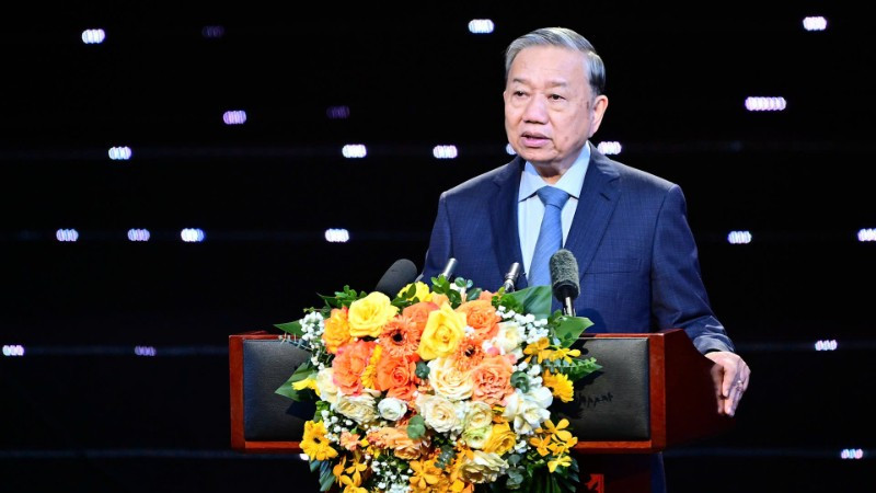 Tổng Bí thư Tô Lâm phát biểu tại chương trình. (Ảnh: BẢO LONG)