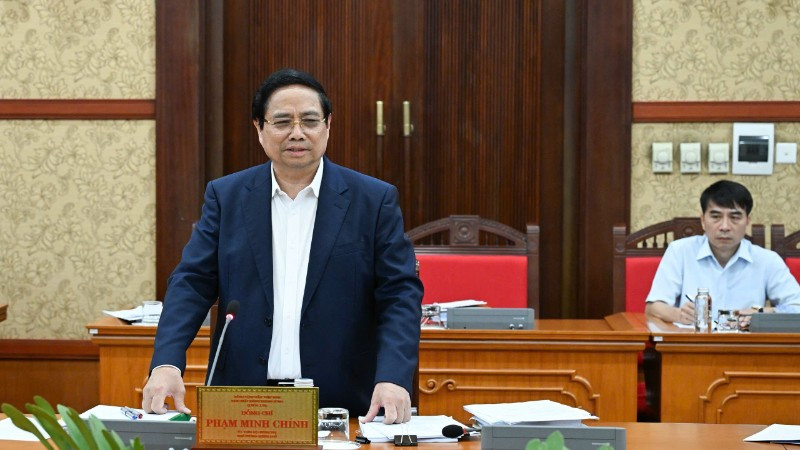 Thủ tướng Phạm Minh Chính chủ trì Tổ Công tác số 2 làm việc với Ban Thường vụ Tỉnh ủy Tây Ninh. (Ảnh: TRẦN HẢI)