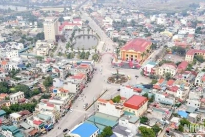 Khu trung tâm thị trấn Tiền Hải (tỉnh Thái Bình) chụp từ trên cao.
