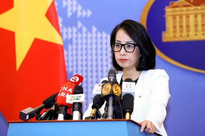 Người Phát ngôn Bộ Ngoại giao Phạm Thu Hằng trả lời câu hỏi của phóng viên.