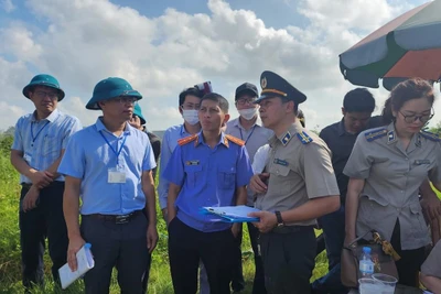 Các đơn vị hữu quan phối hợp cưỡng chế thi hành án dân sự tại địa bàn thuộc thành phố Hải Phòng. (Ảnh: CTV)