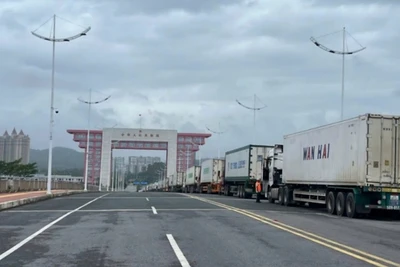 Hoạt động xuất nhập khẩu tại Cửa khẩu Bắc Luân II trở lại bình thường sau bão số 3.