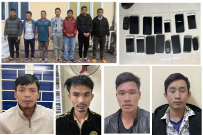 Các đối tượng trong đường dây đánh bạc, tổ chức đánh bạc và tang vật vụ án.