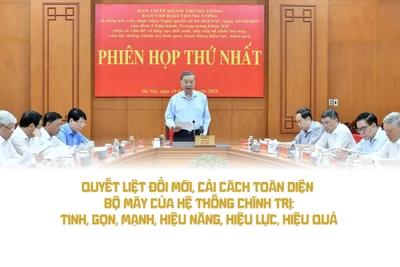 Quyết liệt đổi mới, cải cách toàn diện bộ máy của hệ thống chính trị: tinh, gọn, mạnh, hiệu năng, hiệu lực, hiệu quả 