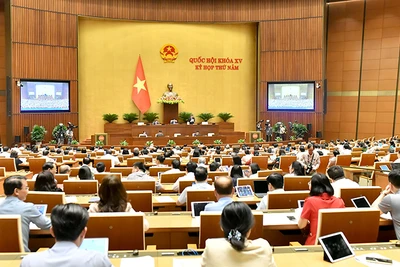 Quang cảnh phiên thảo luận tại Hội trường về dự án Luật Đất đai (sửa đổi) tại Kỳ họp thứ 5, Quốc hội khóa XV. (Ảnh ĐĂNG KHOA)