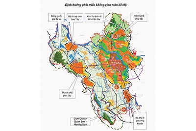 Định hướng phát triển không gian đô thị trong Đồ án Điều chỉnh Quy hoạch chung Thủ đô Hà Nội đến năm 2045, tầm nhìn đến năm 2065.