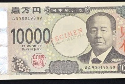 Tờ tiền mệnh giá 10.000 yen mới. (Ảnh: Kyodo)