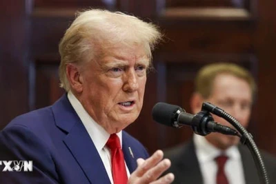 Tổng thống Mỹ Donald Trump phát biểu tại Nhà Trắng. (Ảnh: Getty Images/TTXVN)