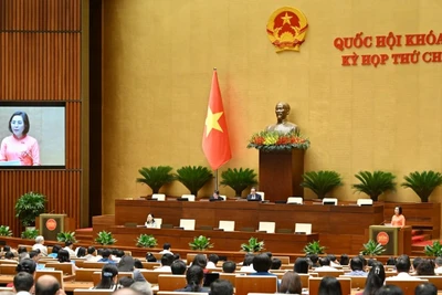 Quốc hội nghe Tờ trình về việc rút ngắn nhiệm kỳ Quốc hội khoá XV và Hội đồng nhân dân các cấp nhiệm kỳ 2021-2026; Tờ trình về ngày bầu cử toàn quốc đối với bầu cử đại biểu Quốc hội khoá XVI và đại biểu Hội đồng nhân dân các cấp nhiệm kỳ 2026-2031. (Ảnh: THUỶ NGUYÊN)