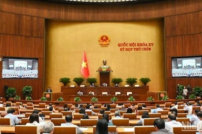 Quốc hội thảo luận ở hội trường. (Ảnh: BÙI GIANG)